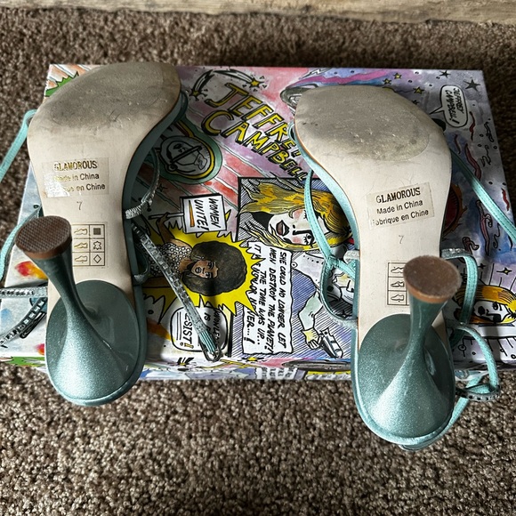 Jeffery Campbell Turquoise and Sparkle Wrap Heels - Picture 2 of 3